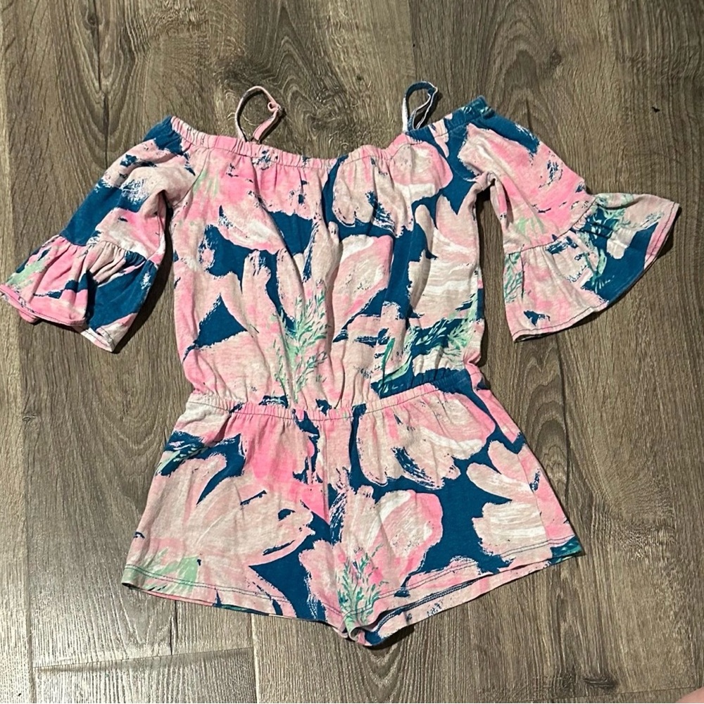 Lilly Pulitzer Pink and Blue Floral Girls 4/5 Romper